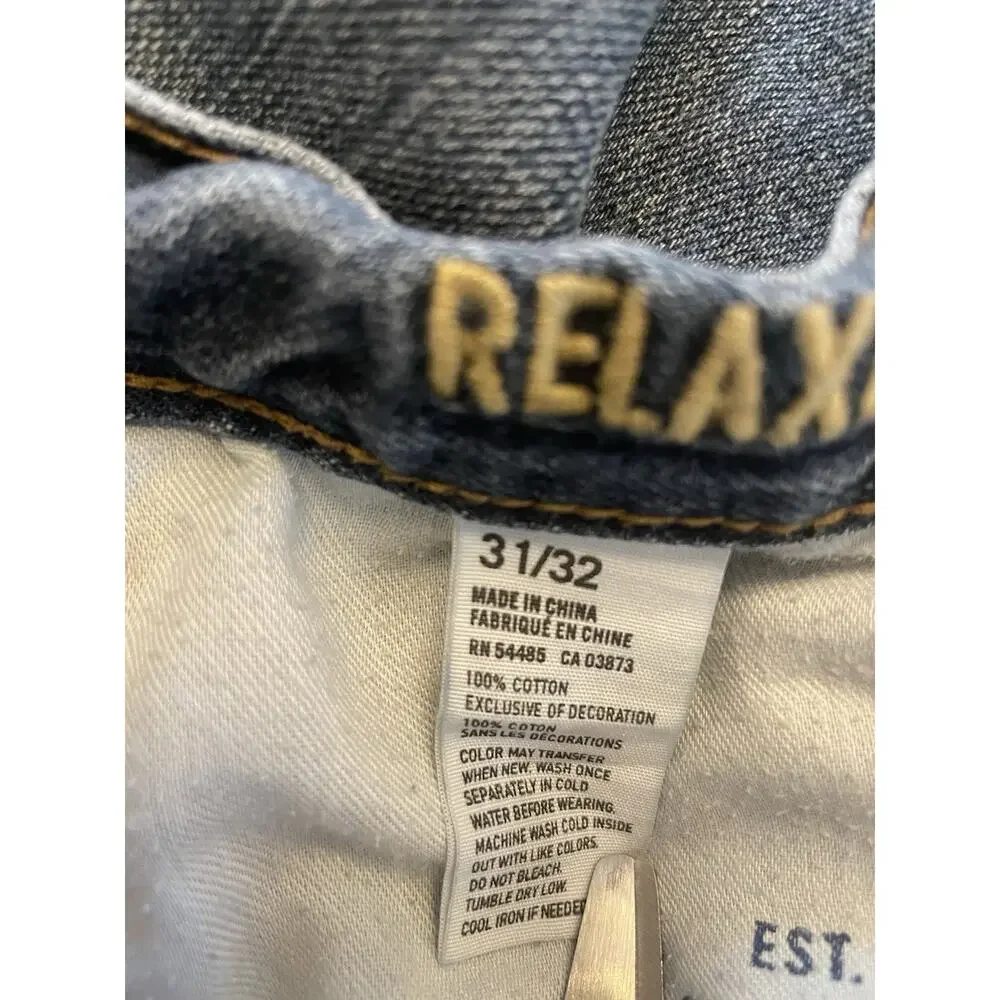 Men AE American Eagle Relaxed Straight 31 x 32 Dark Wash Blue Jeans Mid Rise
